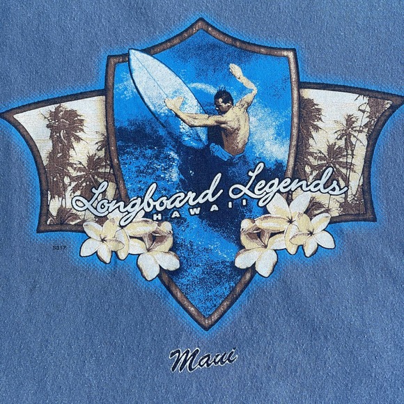 Hawaii Shirt Adult Extra Large XL Blue Longboard Legends Maui Surf - Picture 3 of 11